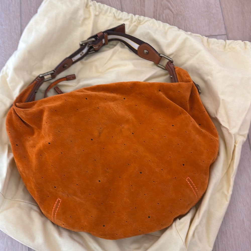 Louis Vuitton Orange suede onatah bag